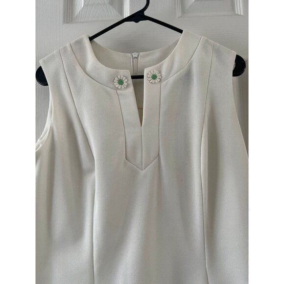Vtg 1970's Back Line Tennis Dress Tenniswear By Eaton Size 14 White With White - Picture 5 of 8